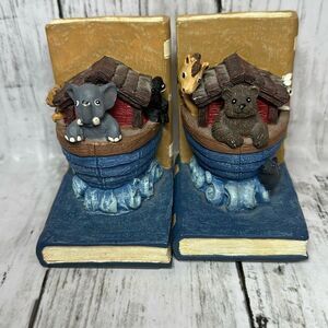 Vintage Noah’s Ark Book Ends Figi 1996 Children’s Nursery Home Decor